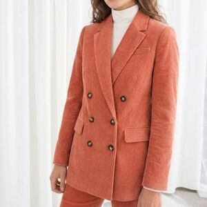 J Crew Double Breasted Blazer Jacket Coral Nalya Italian Corduroy Size 8